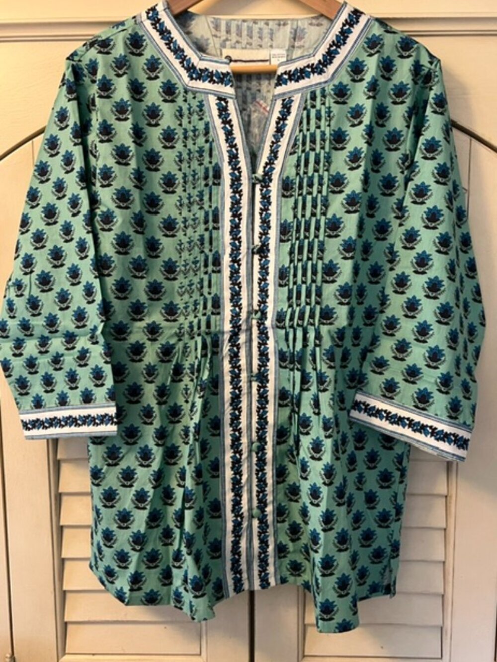 Ella Simone Cotton PJ Vermont Country Store Womens Blue & Green - Size Large